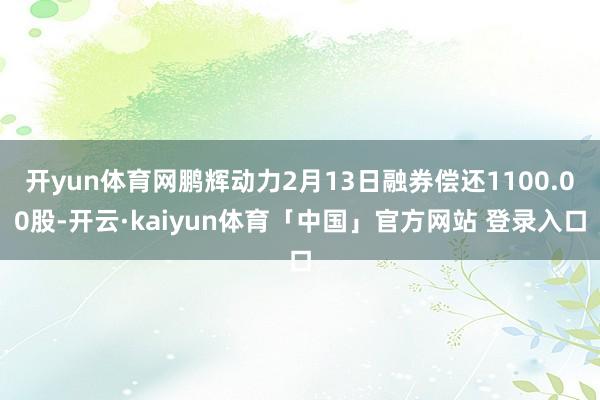 开yun体育网鹏辉动力2月13日融券偿还1100.00股-开云·kaiyun体育「中国」官方网站 登录入口