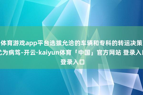 体育游戏app平台选拔允洽的车辆和专科的转运决策尤为病笃-开云·kaiyun体育「中国」官方网站 登录入口
