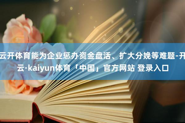 云开体育能为企业惩办资金盘活、扩大分娩等难题-开云·kaiyun体育「中国」官方网站 登录入口